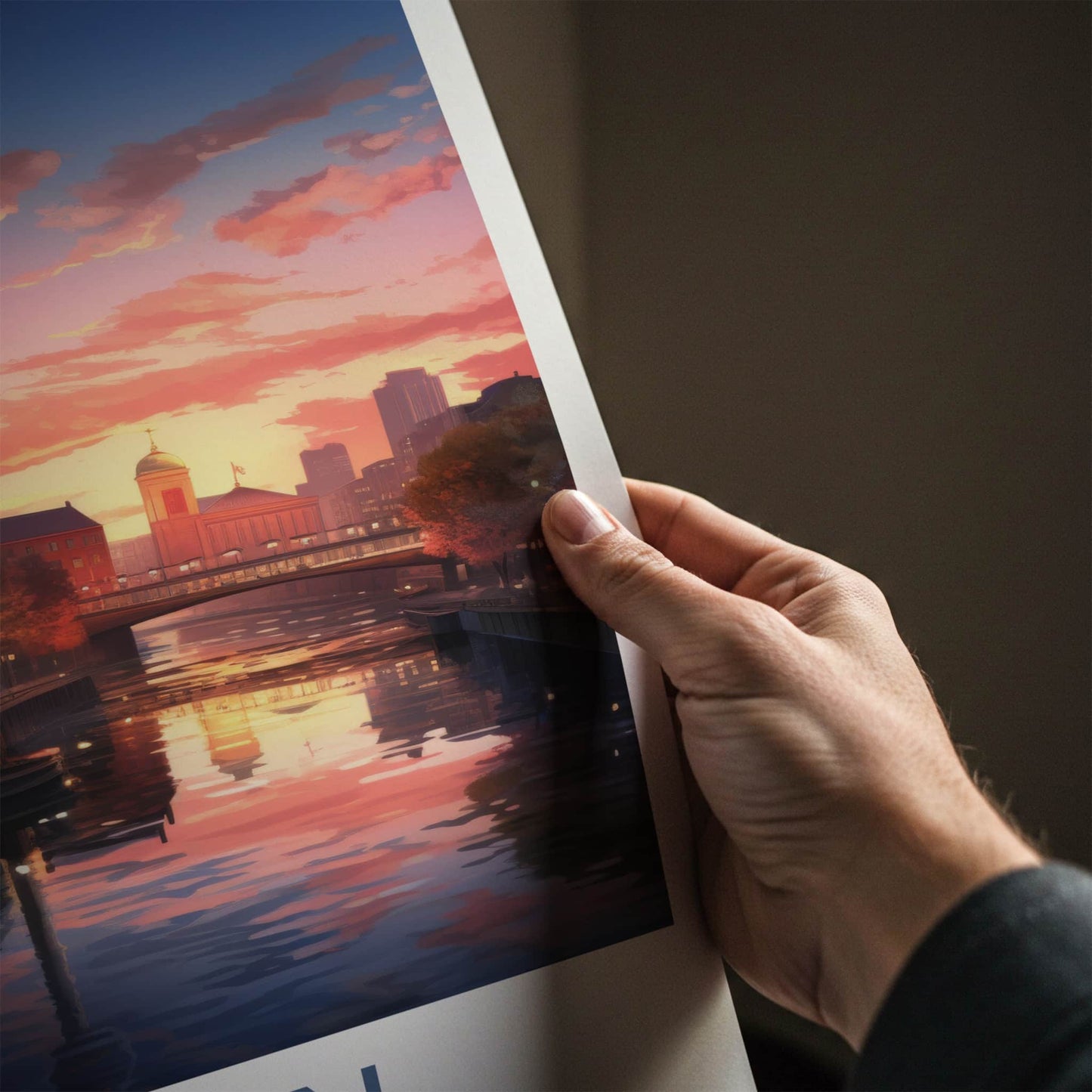 Berlin Poster - Germany Travel Art - Vibrant Sunset Reflections Home Decor