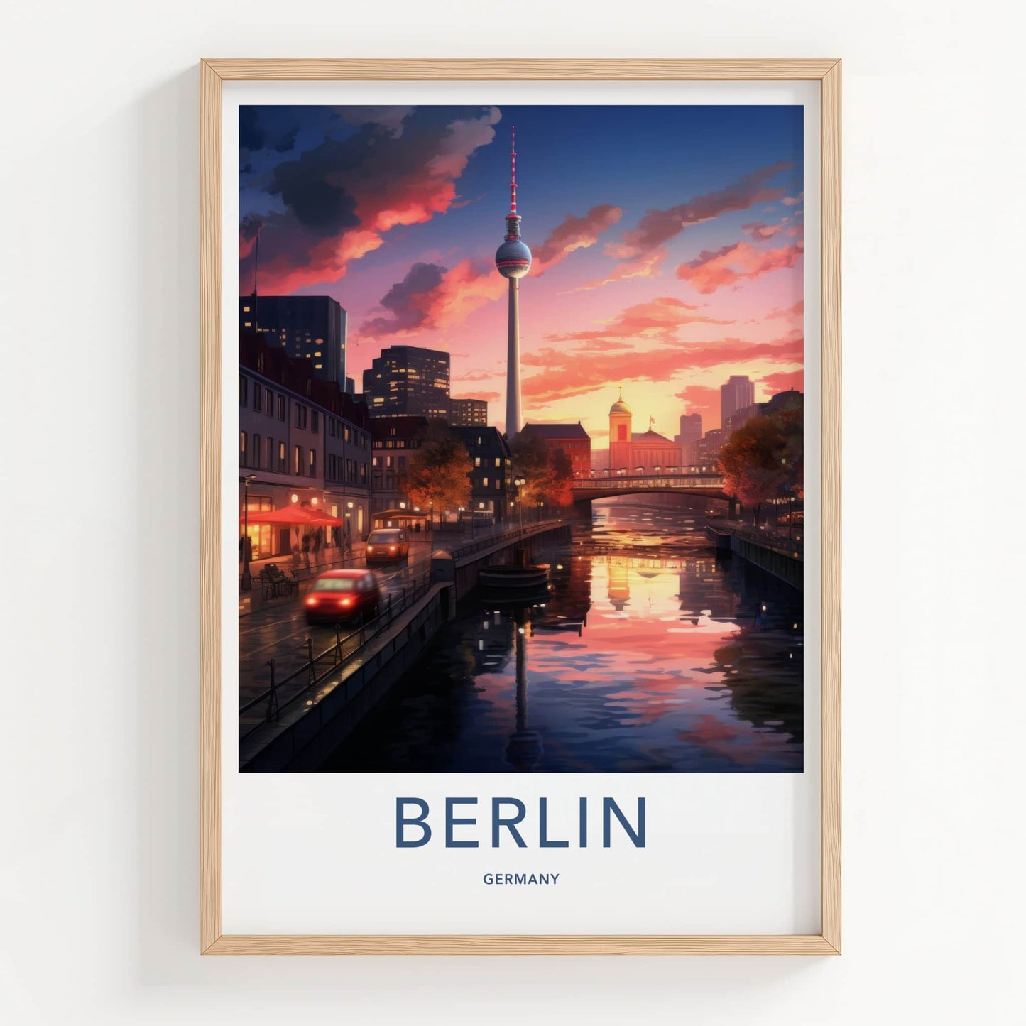 Berlin Poster - Germany Travel Art - Vibrant Sunset Reflections Home Decor