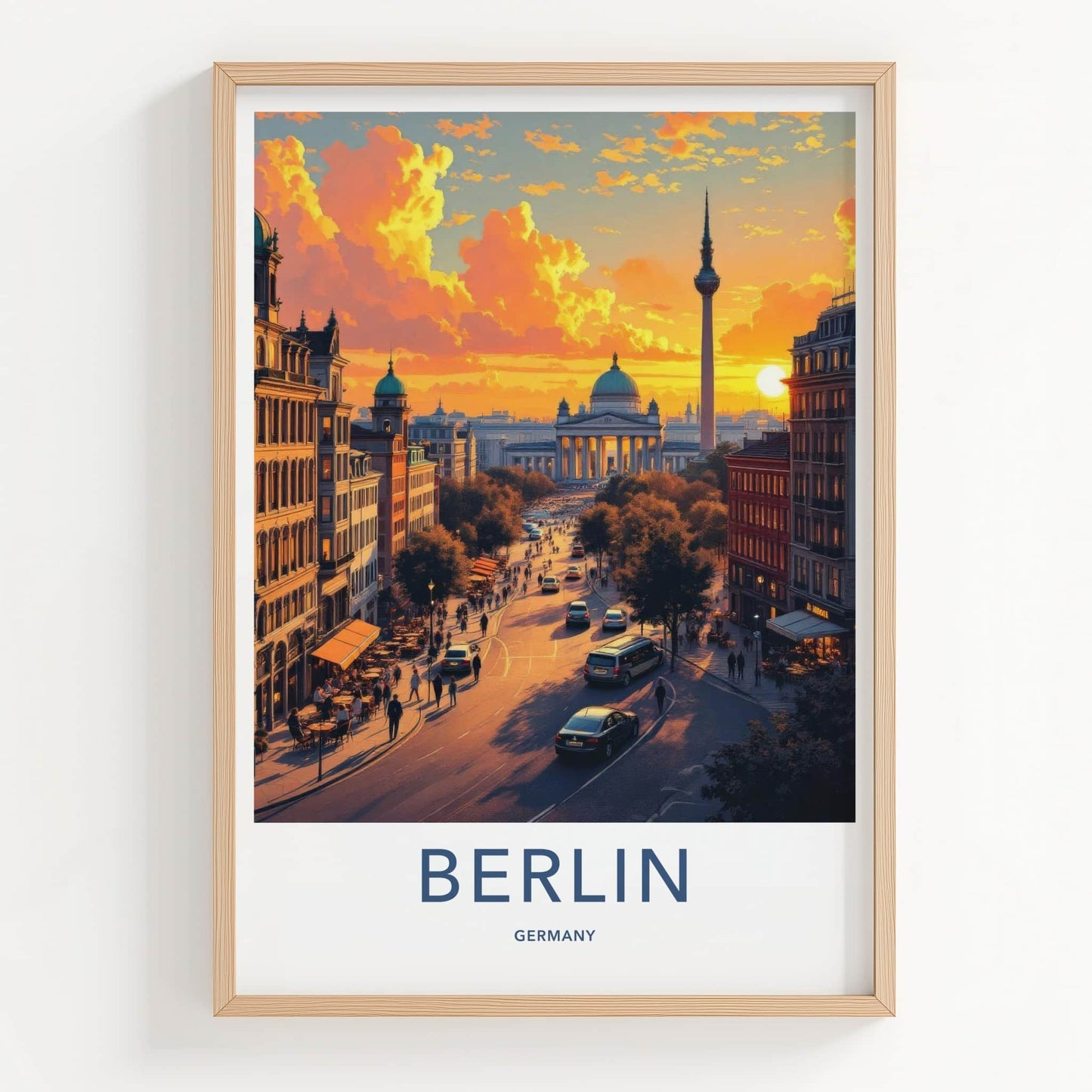 Berlin Poster - Germany Travel Print - Historic Buildings Sunset Wall Decor
