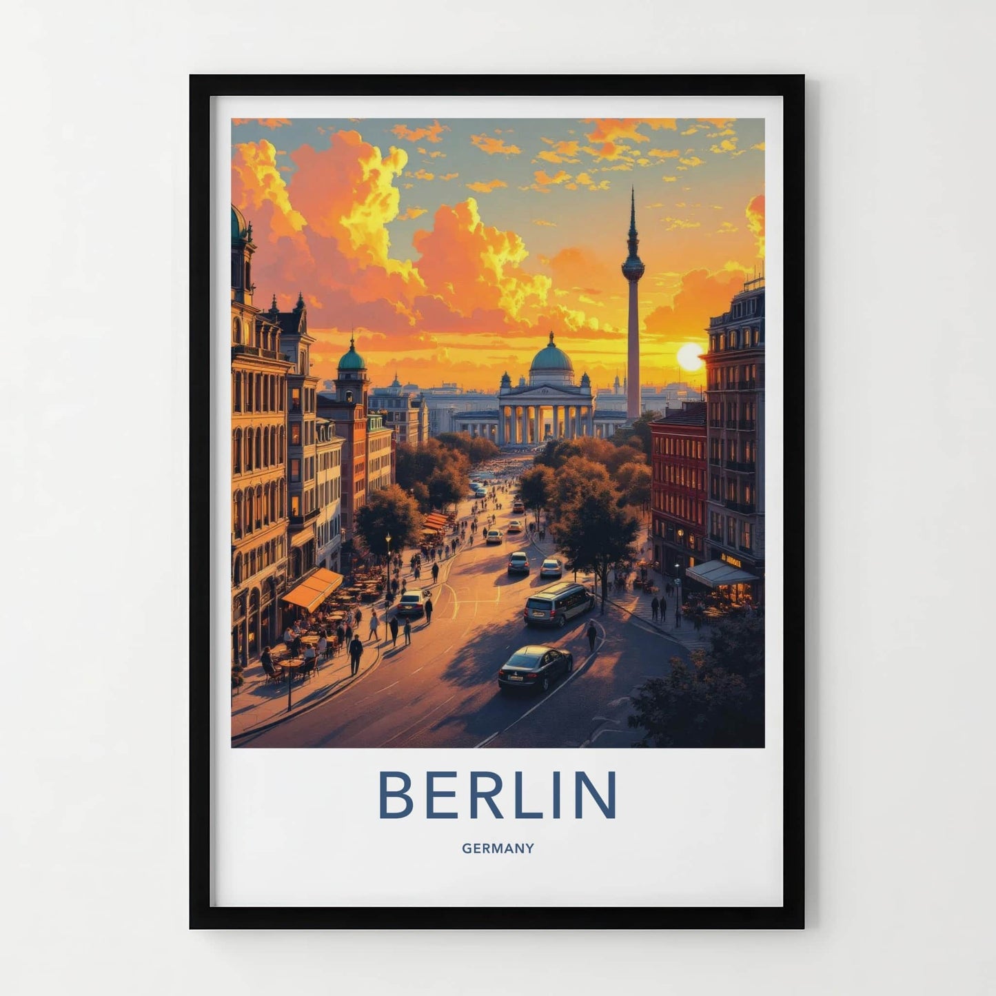 Berlin Poster - Germany Travel Print - Historic Buildings Sunset Wall Decor
