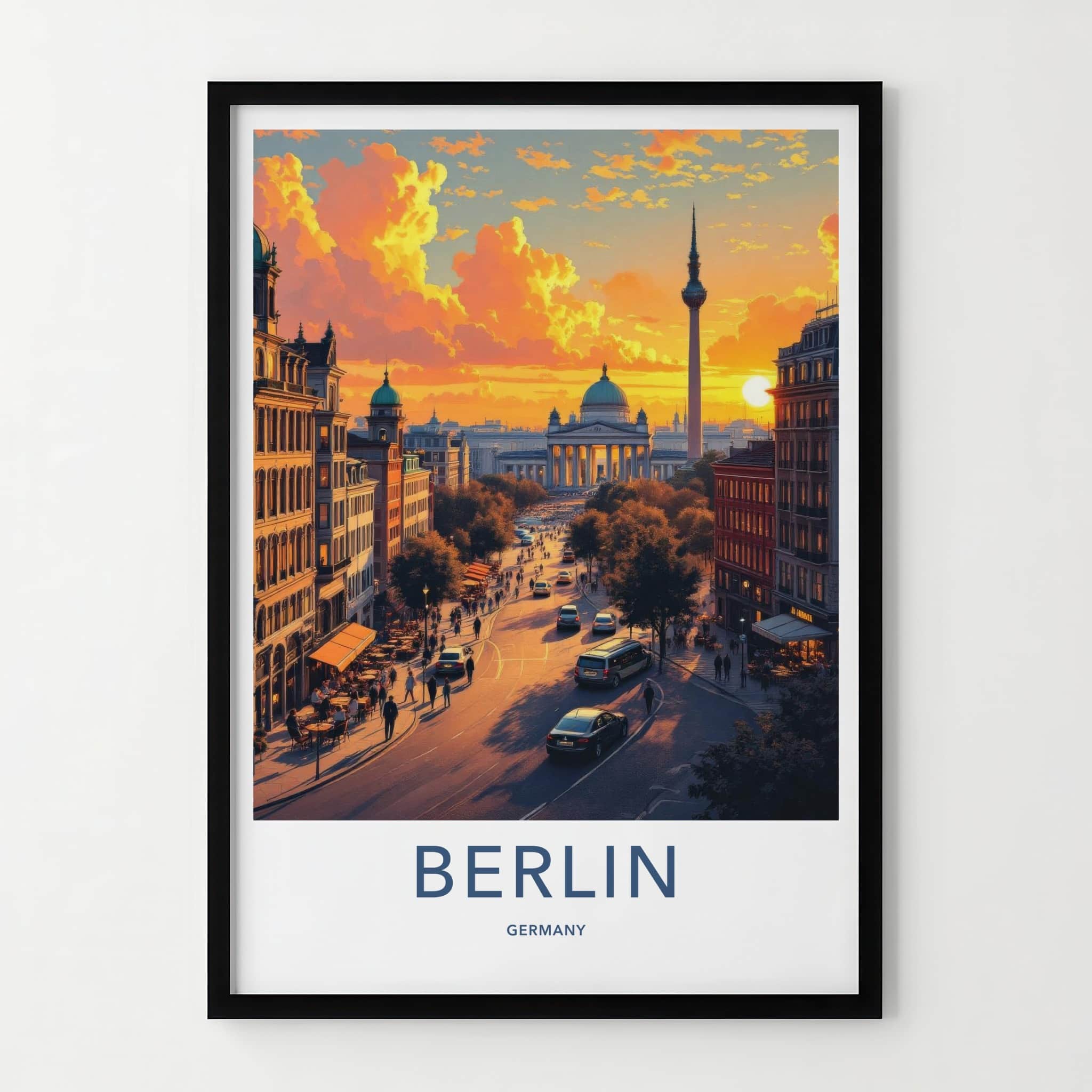 Berlin Poster - Germany Travel Print - Historic Buildings Sunset Wall Decor