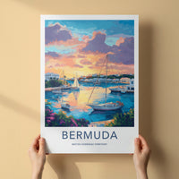 Bermuda Poster - Tropical Travel Art - Vibrant Sunset Marina Home Decor