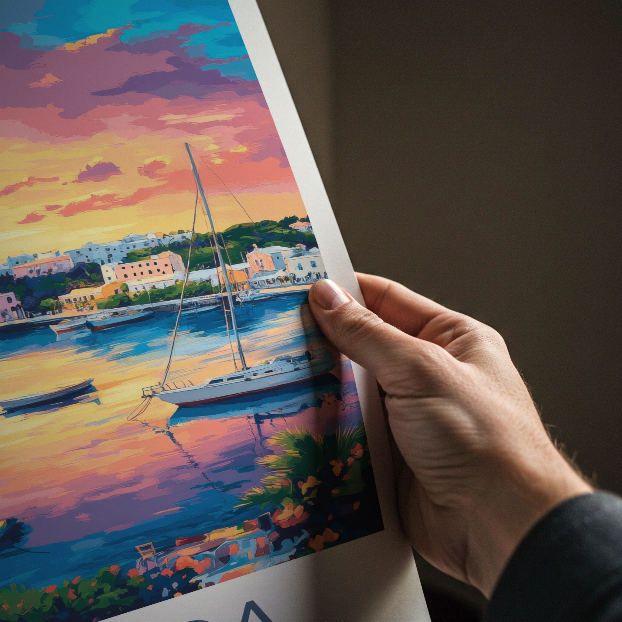 Bermuda Poster - UK Travel Art - Vibrant harbor sunset Wall Decor