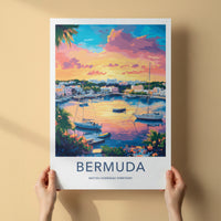 Bermuda Poster - UK Travel Art - Vibrant harbor sunset Wall Decor