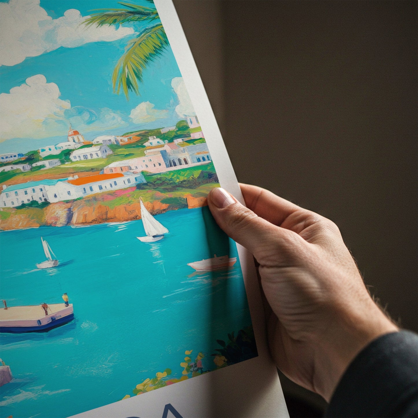 Bermuda Poster - United Kingdom Travel Art - Tropical Harbor View Wall Decor