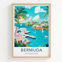 Bermuda Poster - United Kingdom Travel Art - Tropical Harbor View Wall Decor