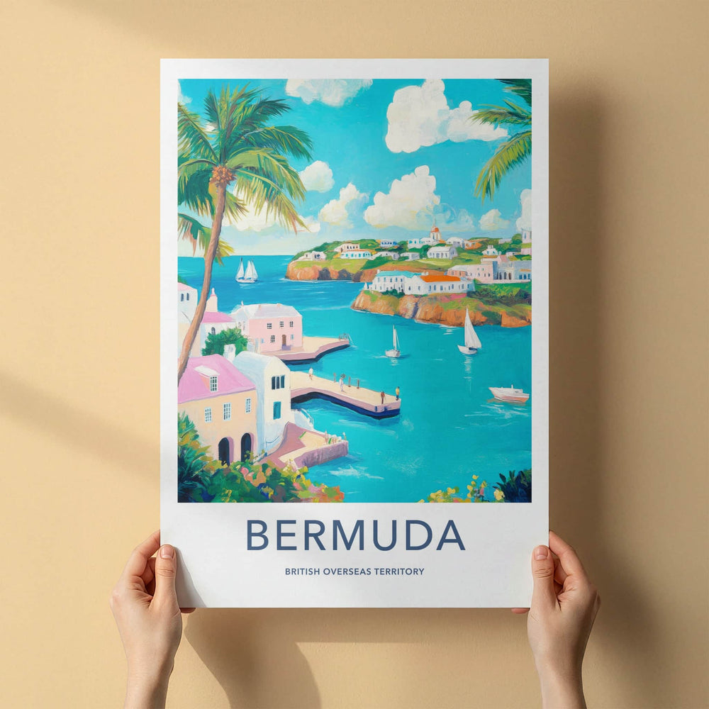 Bermuda Poster - United Kingdom Travel Art - Tropical Harbor View Wall Decor