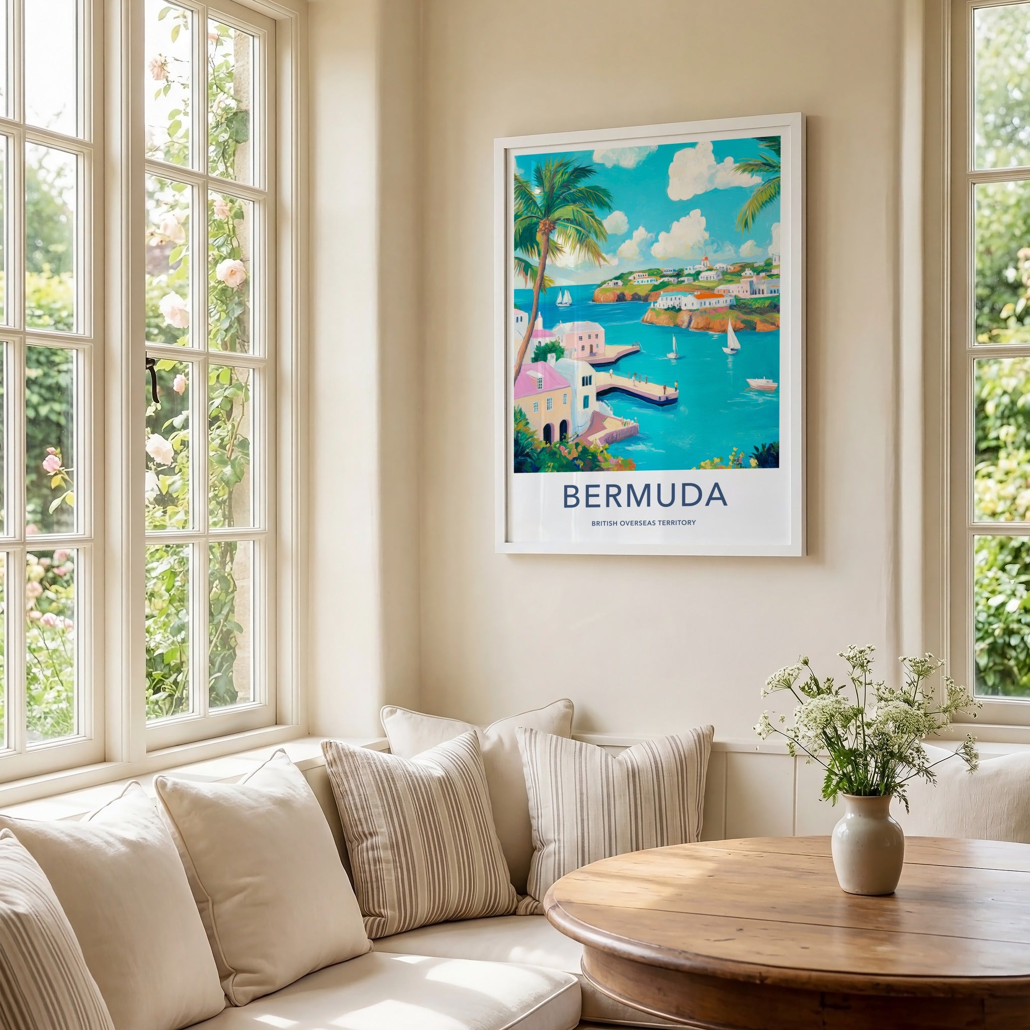 Bermuda Poster - United Kingdom Travel Art - Tropical Harbor View Wall Decor