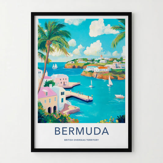 Bermuda Poster - United Kingdom Travel Art - Tropical Harbor View Wall Decor
