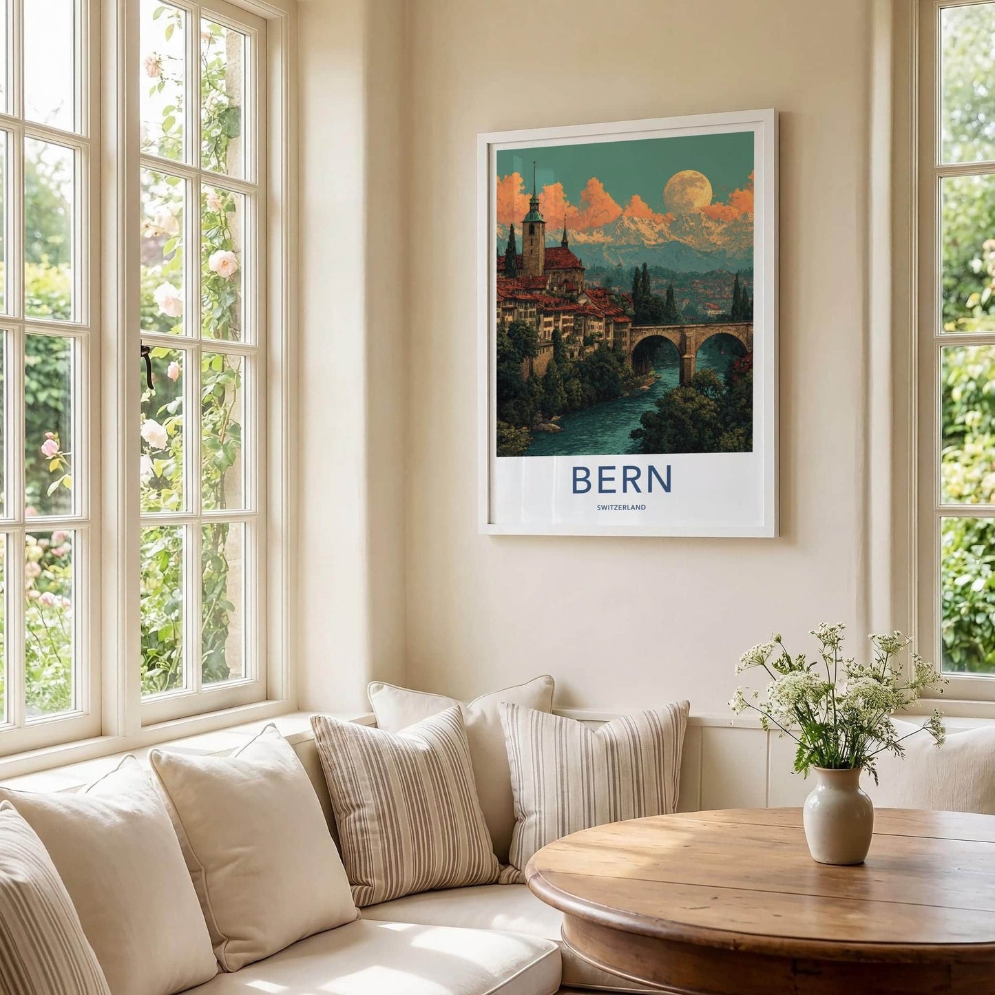 Bern Poster - Swiss Travel Art - Moonlit City Decor