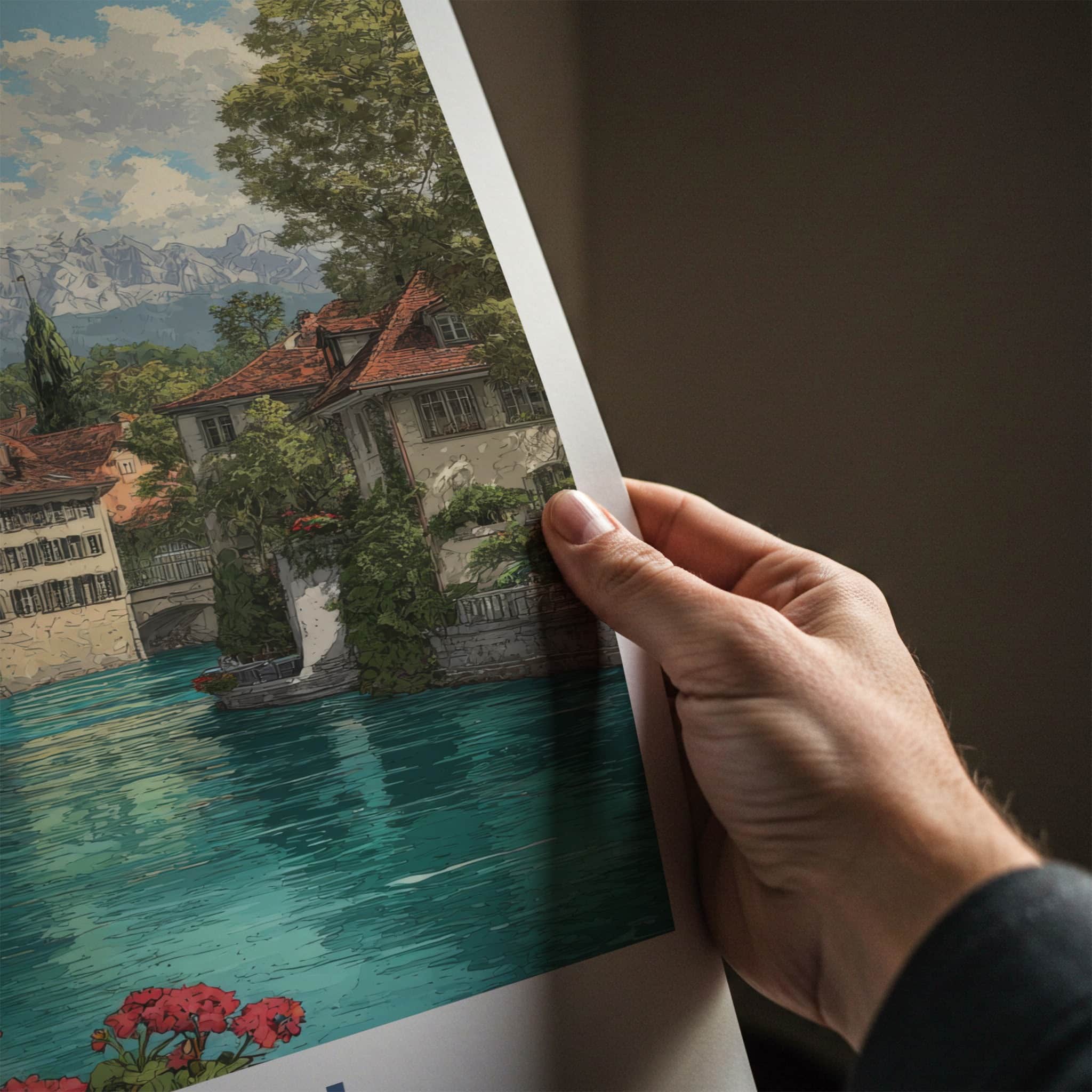 Bern Poster - Switzerland Art Print - Clock Tower River Home Decor