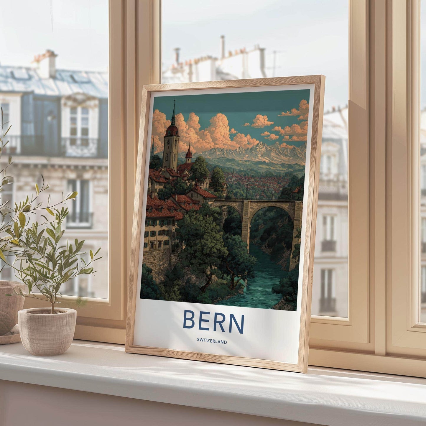 Bern Poster - Switzerland Framed Art - Alpine River City Wall Decor