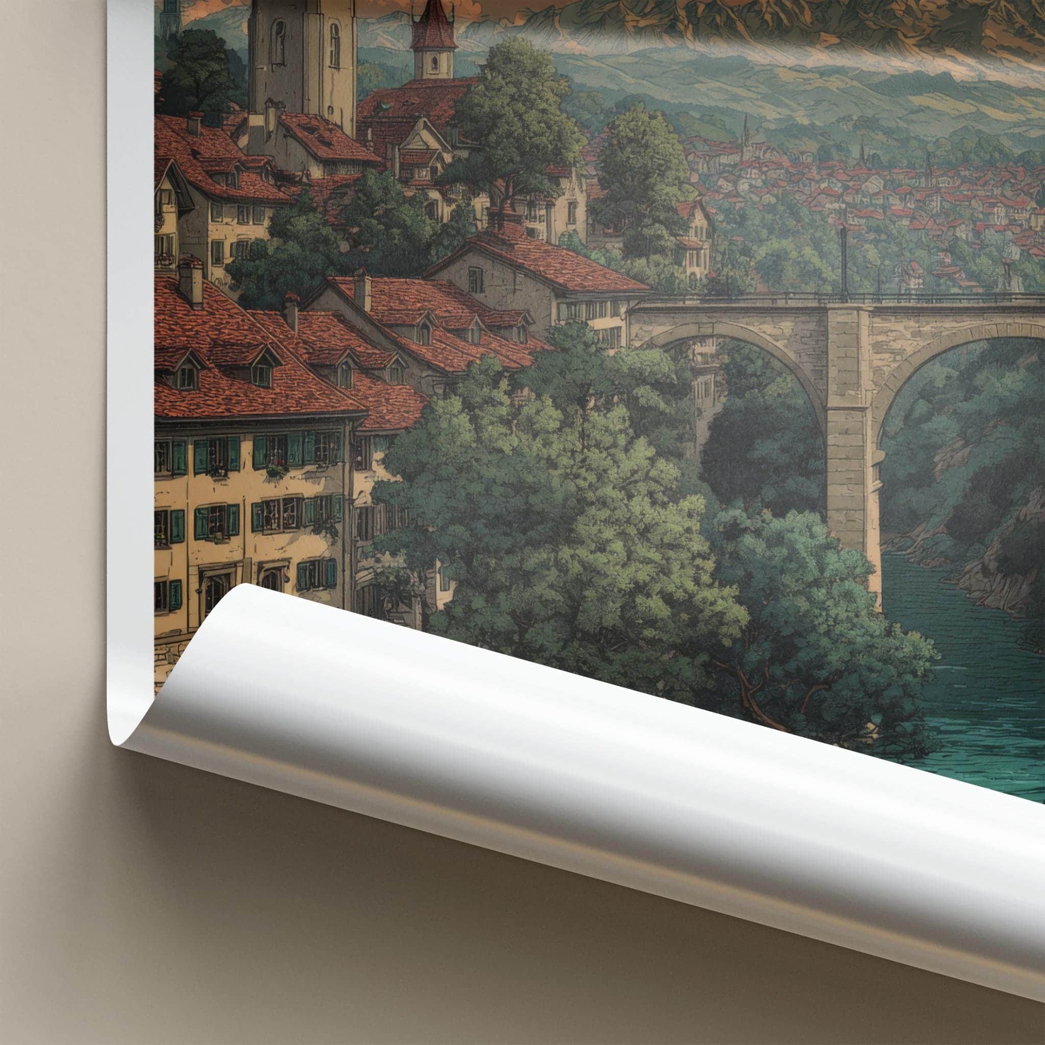 Bern Poster - Switzerland Framed Art - Alpine River City Wall Decor