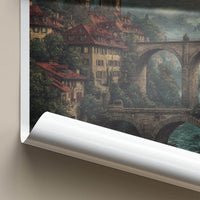 Bern Poster - Switzerland Travel Print - Historic bridge river Home Art