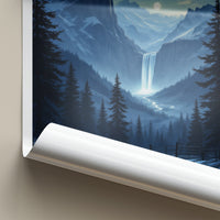 Bernese Alps Poster - Switzerland Travel Art - Moonlit Alpine Waterfall Wall Decor