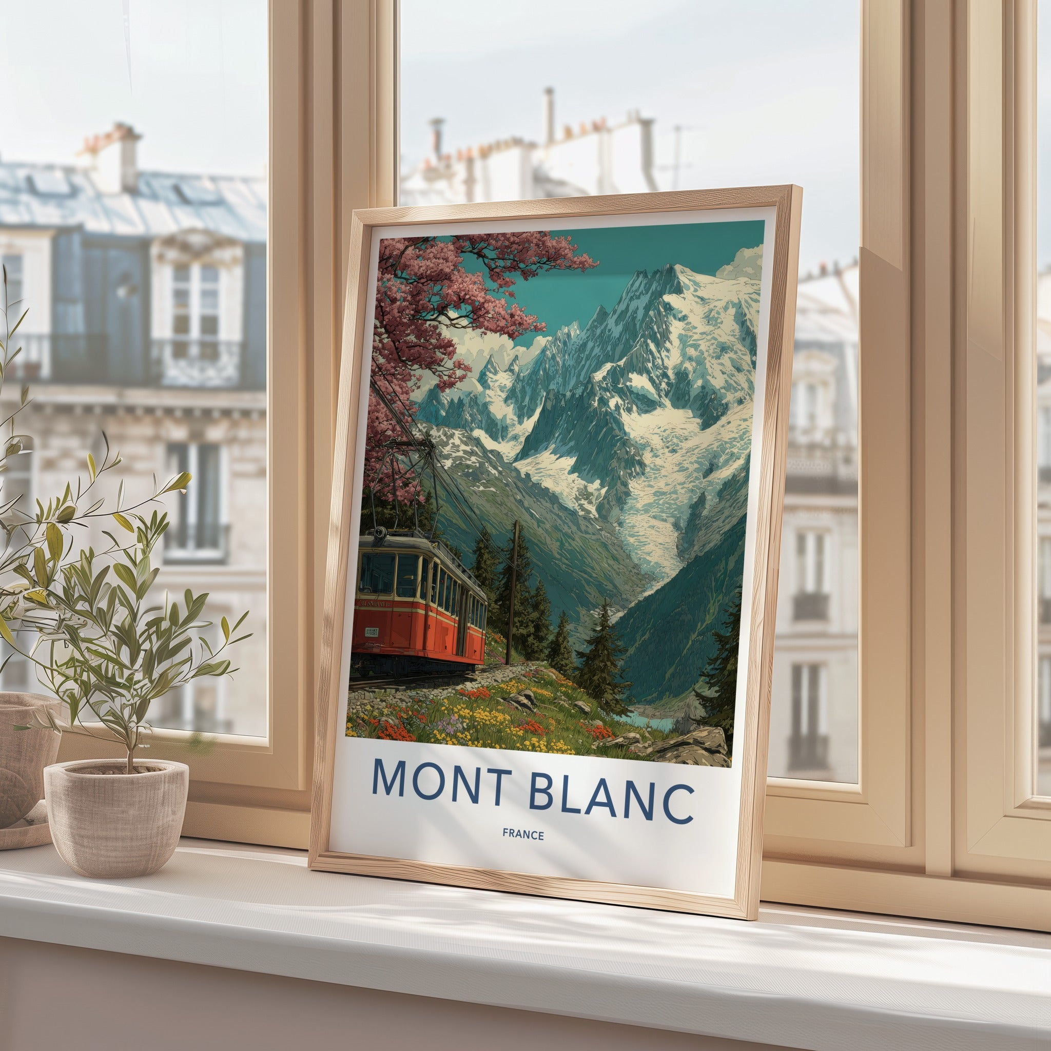 Mont Blanc Poster France Travel Art Mountain Train