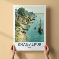Bhagalpur Poster - India Travel Print - Bihar Lively river scene Wall Decor