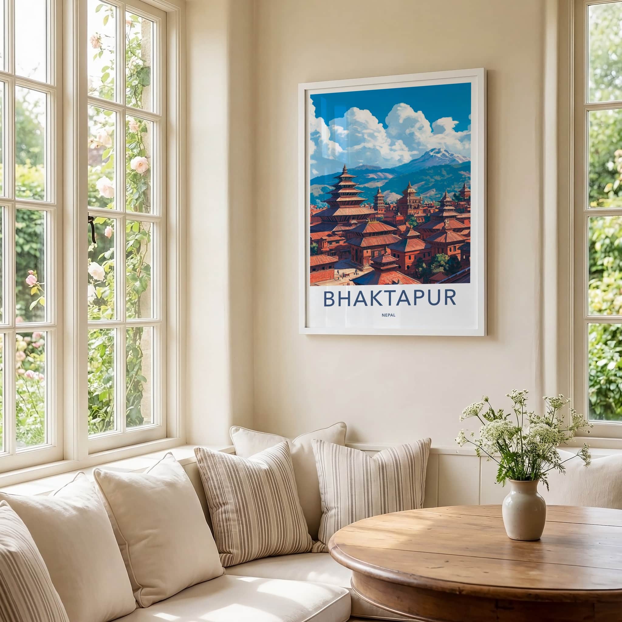 Bhaktapur Poster - Nepal Travel Art - Ancient Temple Town Home Decor