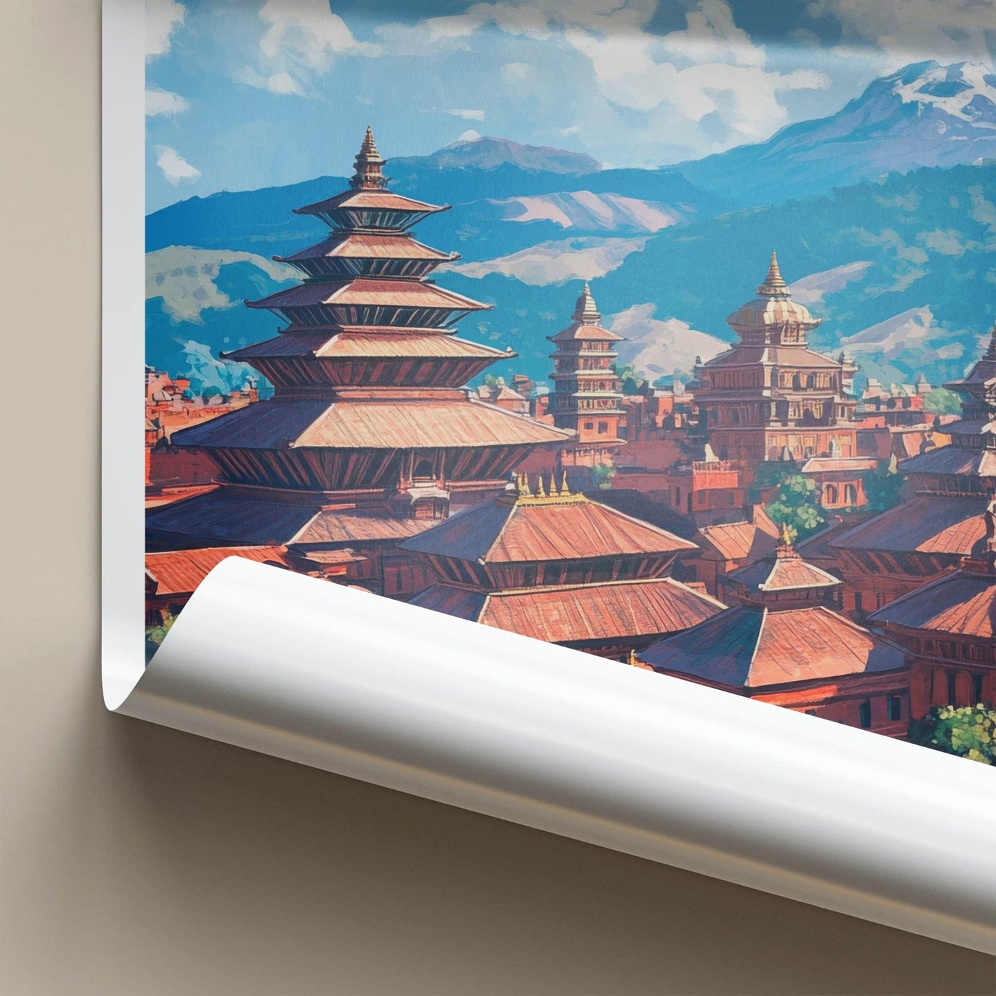 Bhaktapur Poster - Nepal Travel Art - Ancient Temple Town Home Decor