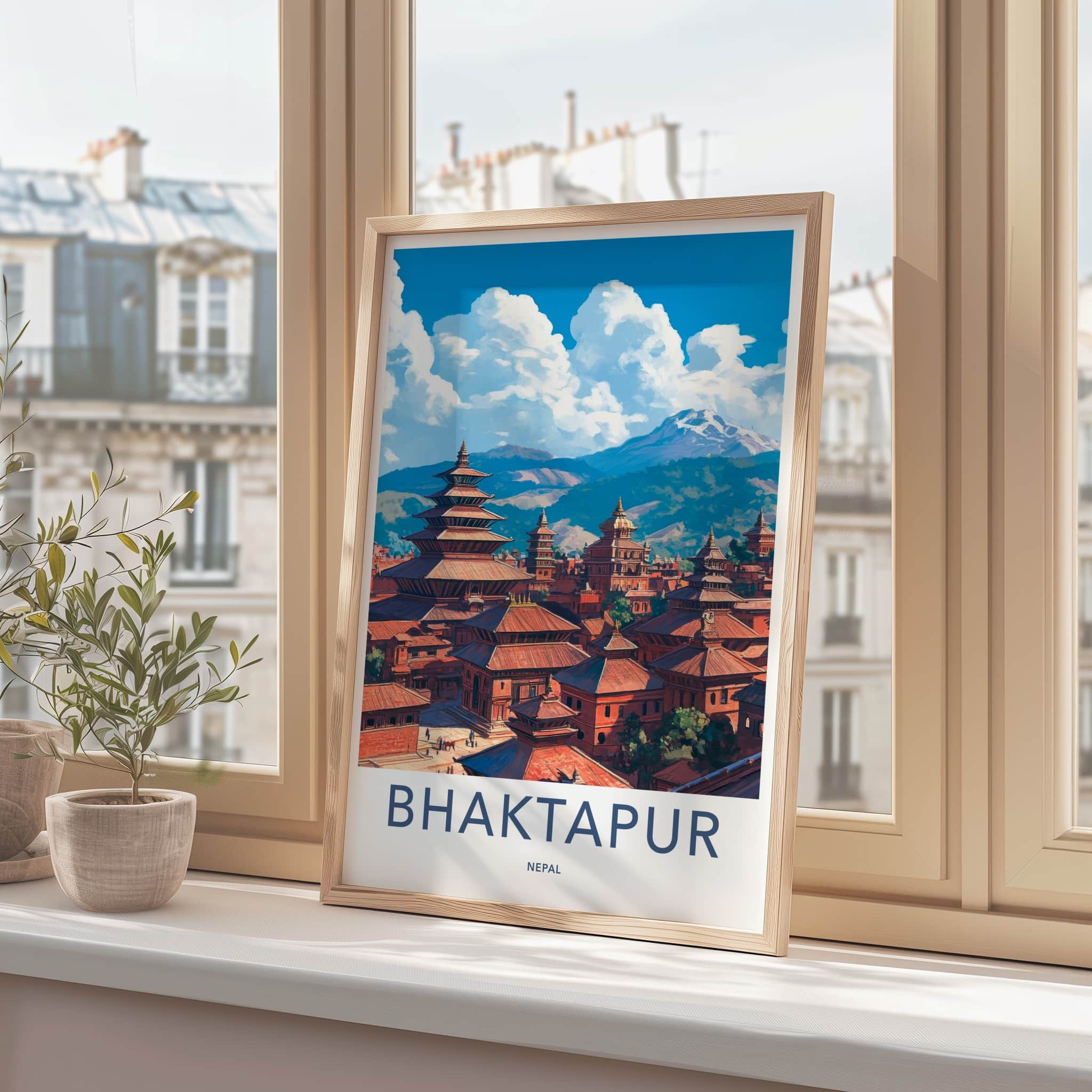 Bhaktapur Poster - Nepal Travel Art - Ancient Temple Town Home Decor