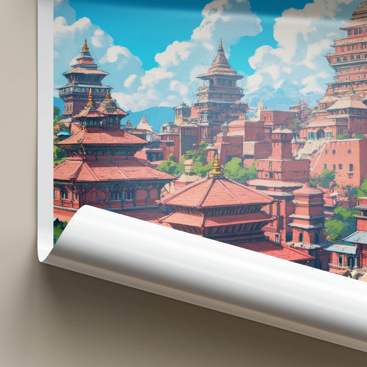 Bhaktapur Poster - Nepal Travel Art - Historic Cityscape View Home Decor