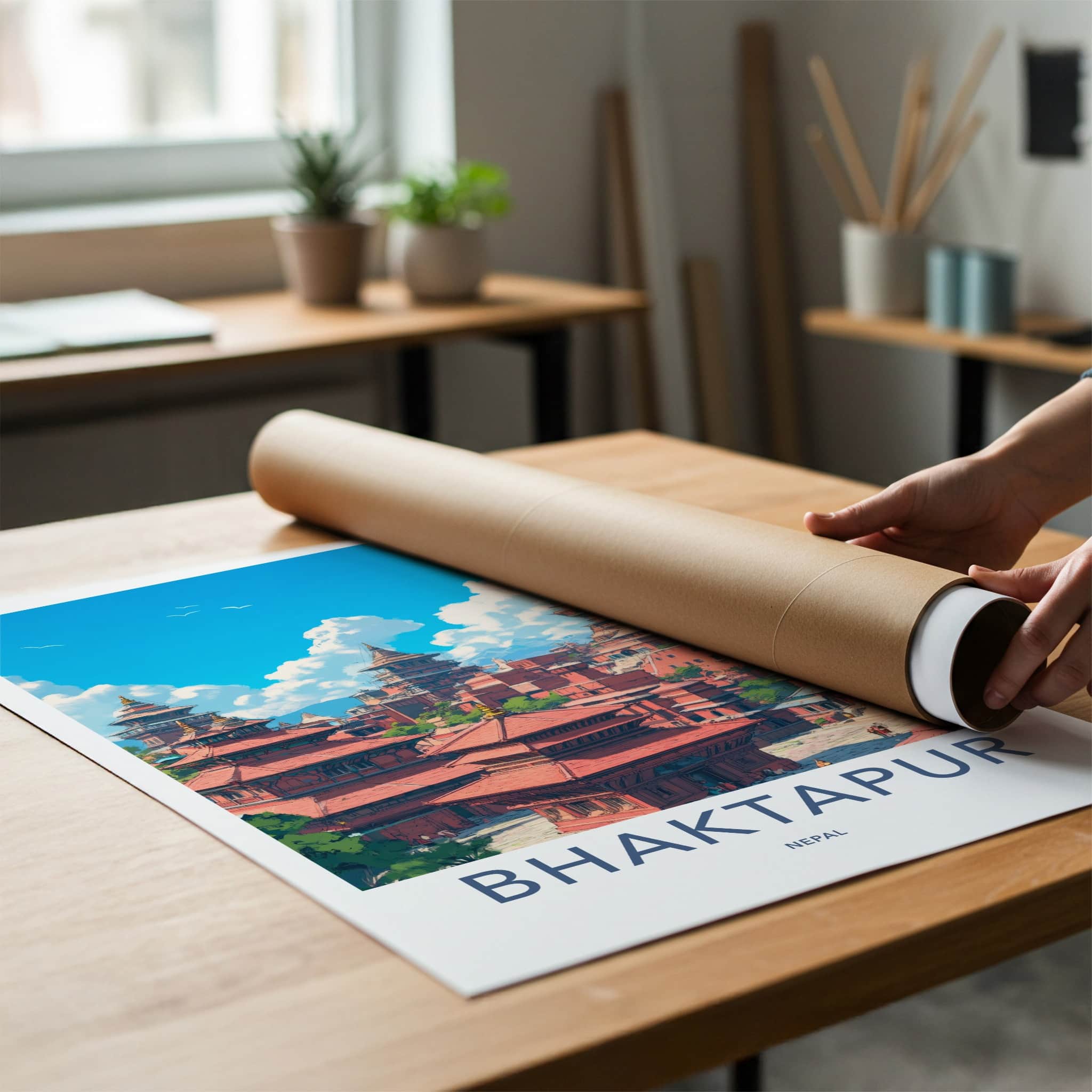 Bhaktapur Poster - Nepal Travel Art - Historic Cityscape View Home Decor