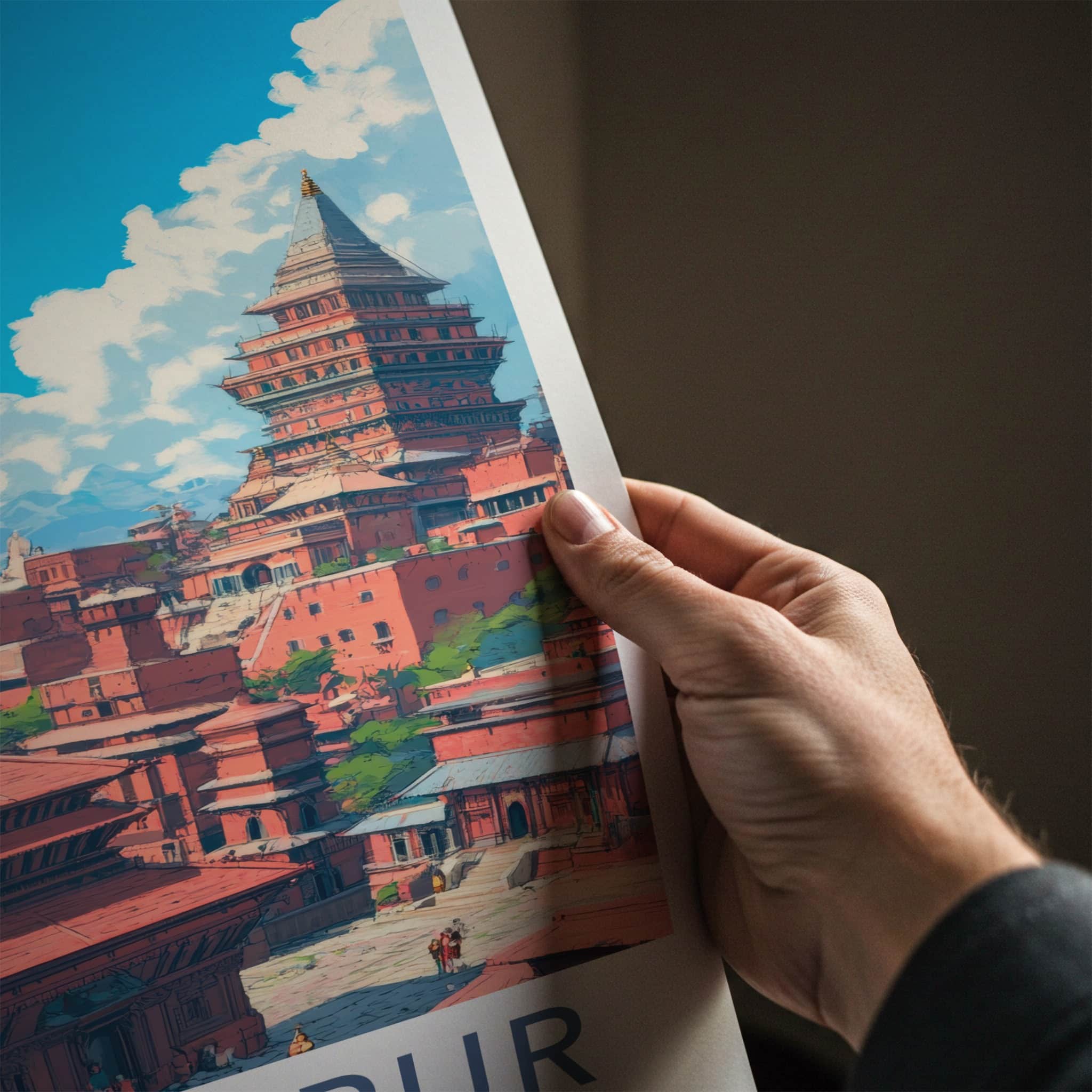 Bhaktapur Poster - Nepal Travel Art - Historic Cityscape View Home Decor