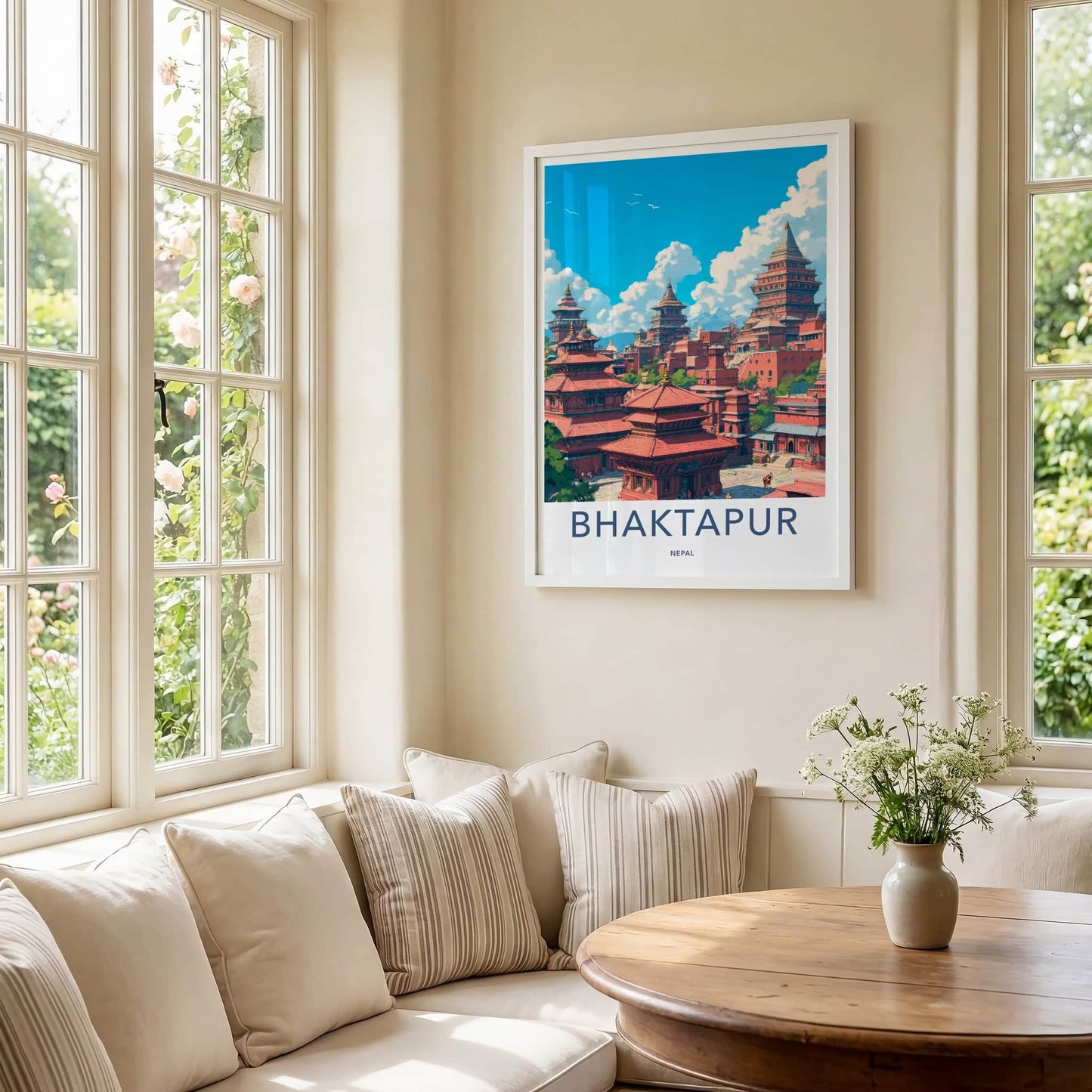Bhaktapur Poster - Nepal Travel Art - Historic Cityscape View Home Decor