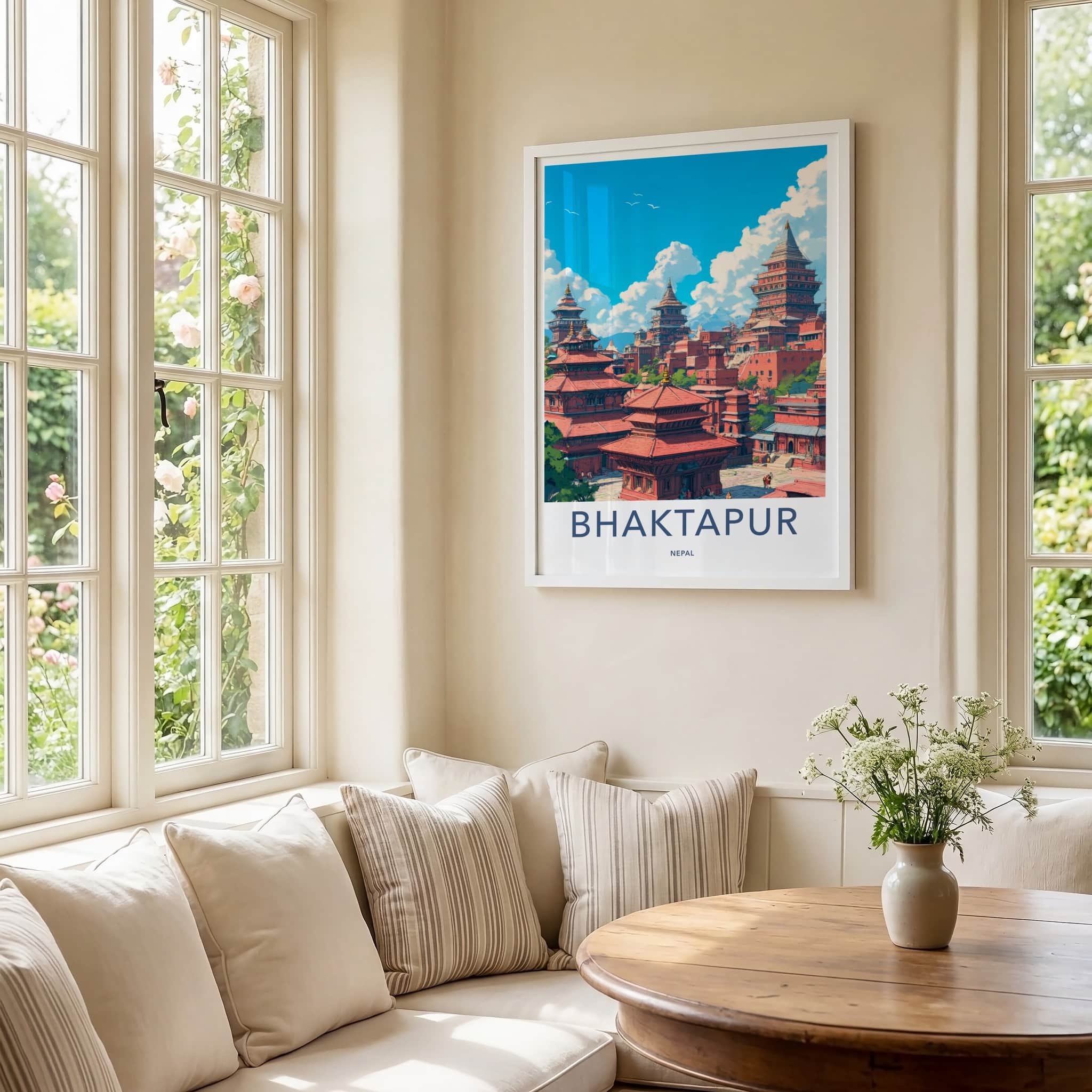 Bhaktapur Poster - Nepal Travel Art - Historic Cityscape View Home Decor