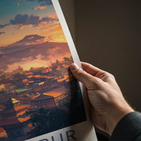 Bhaktapur Poster - Nepal Travel Art - Orange Sky Pagodas Home Decor