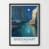 Bhedaghat Poster - India Art Print - Madhya Pradesh Moon Gorge Wall Decor