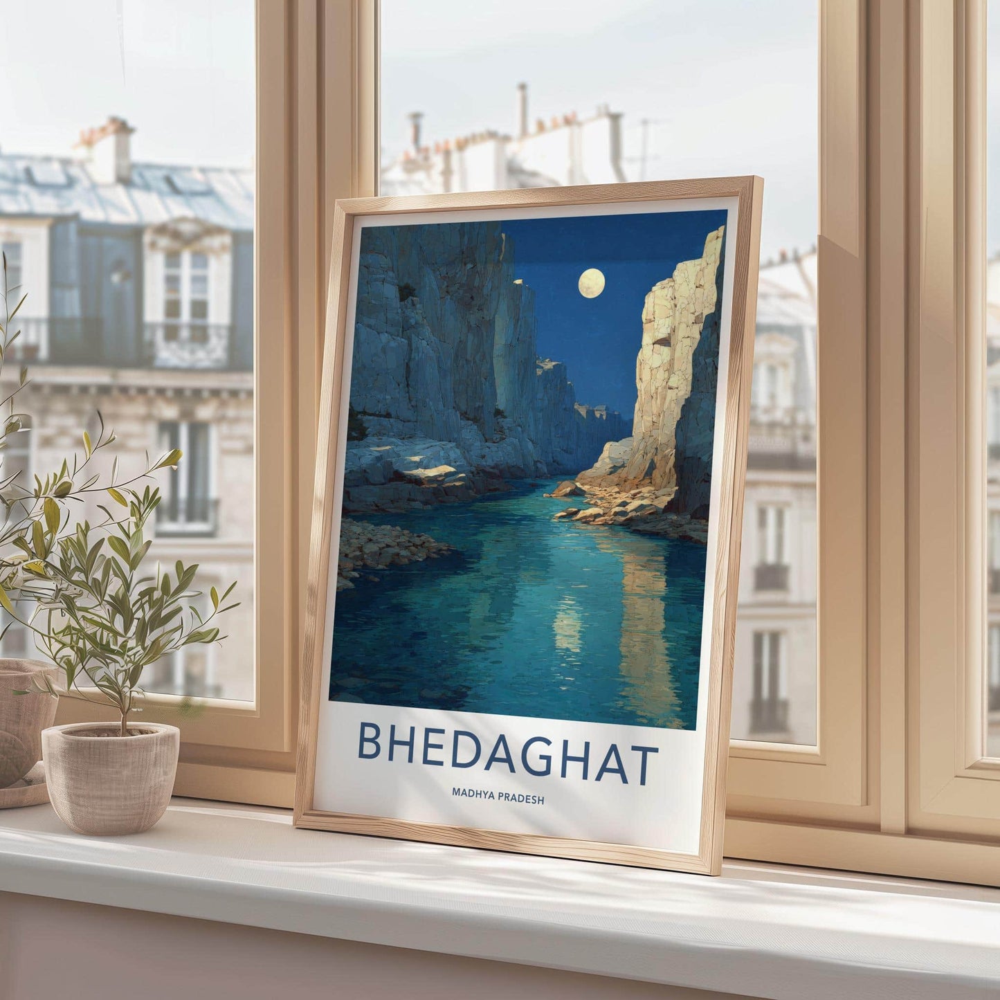Bhedaghat Poster - India Art Print - Madhya Pradesh Moon Gorge Wall Decor