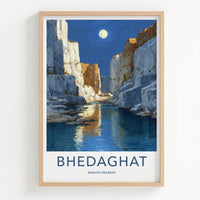 Bhedaghat Poster - India Scenic Art - Madhya Pradesh Moonlit Canyon Gorge Wall Decor