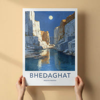 Bhedaghat Poster - India Scenic Art - Madhya Pradesh Moonlit Canyon Gorge Wall Decor