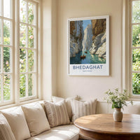 Bhedaghat Poster - India Travel Art - Madhya Pradesh Gorge Boats Wall Decor