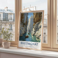 Bhedaghat Poster - India Travel Art - Madhya Pradesh Gorge Boats Wall Decor