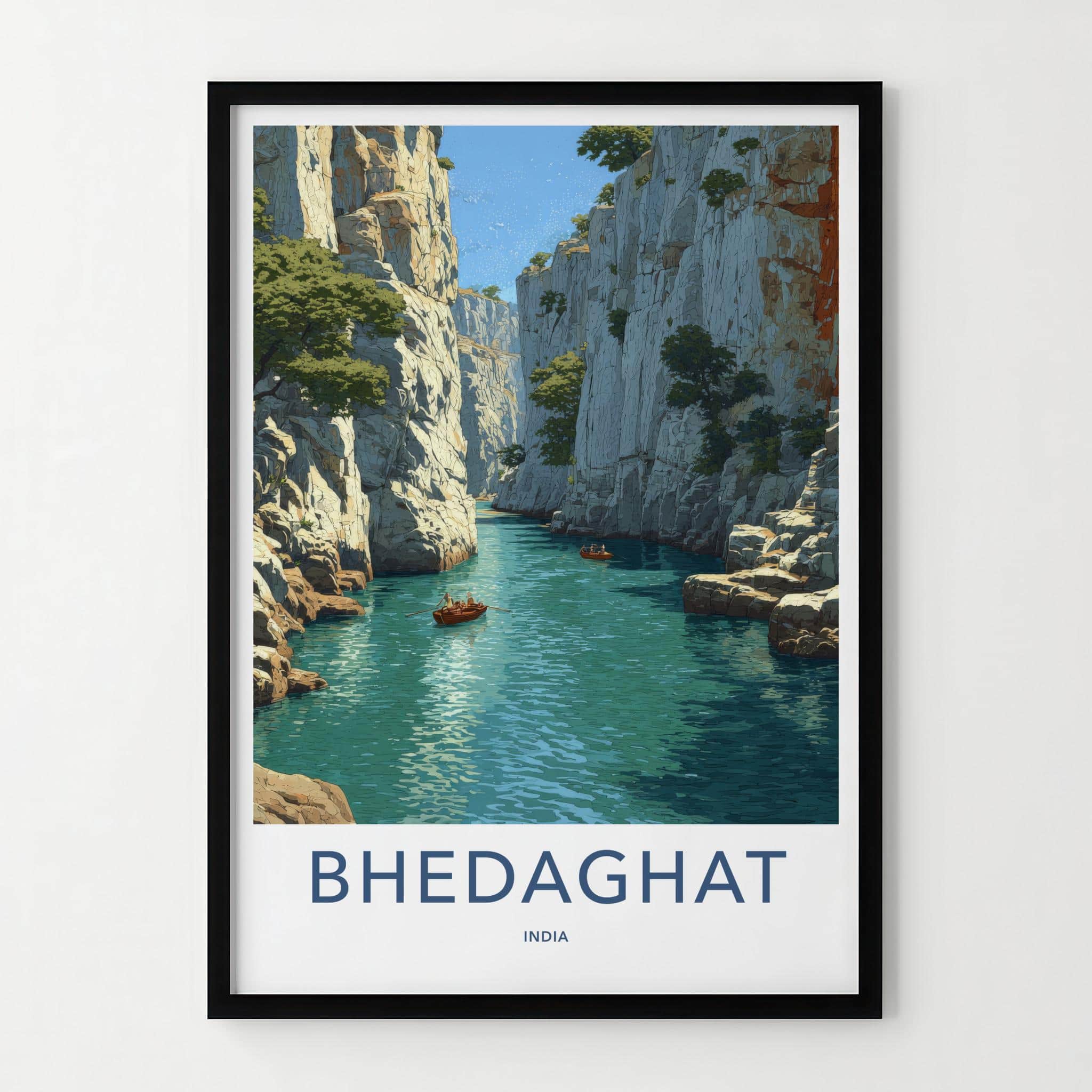 Bhedaghat Poster - India Travel Art - Madhya Pradesh Marble Gorge Wall Decor