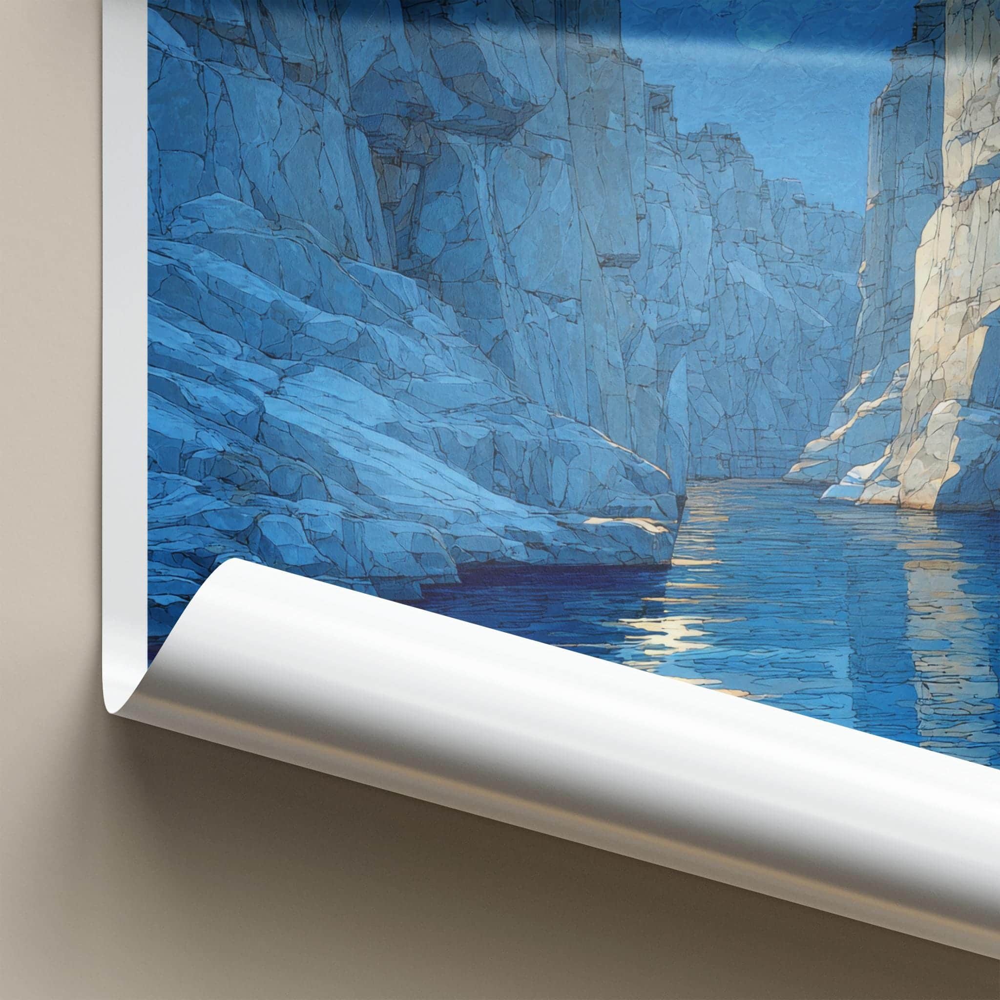 Bhedaghat Poster - India Travel Art - Madhya Pradesh Moonlit Gorge Home Decor