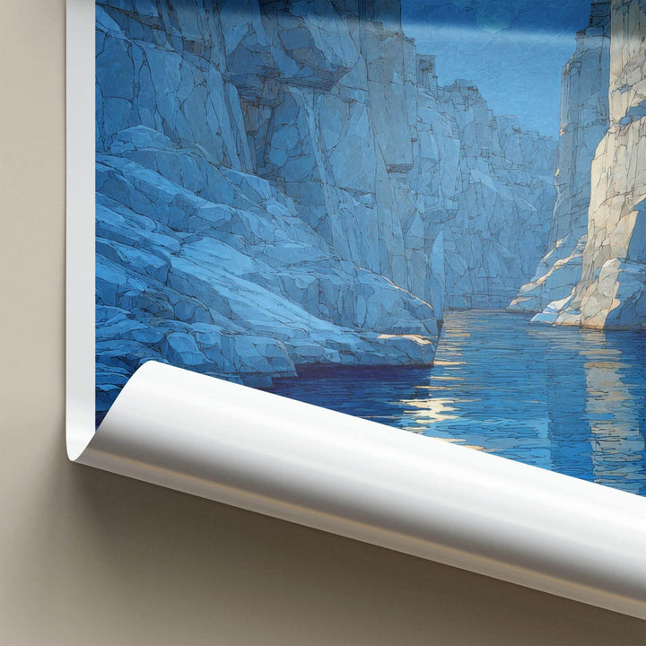 Bhedaghat Poster - India Travel Art - Madhya Pradesh Moonlit Gorge Home Decor