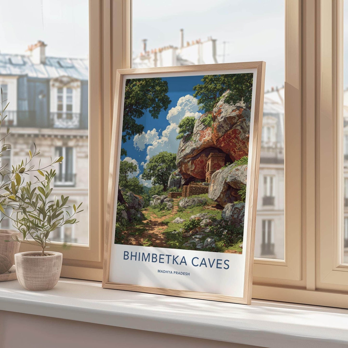 Bhimbetka Caves Poster - India Art Print - Madhya Pradesh Cave Art Home Decor