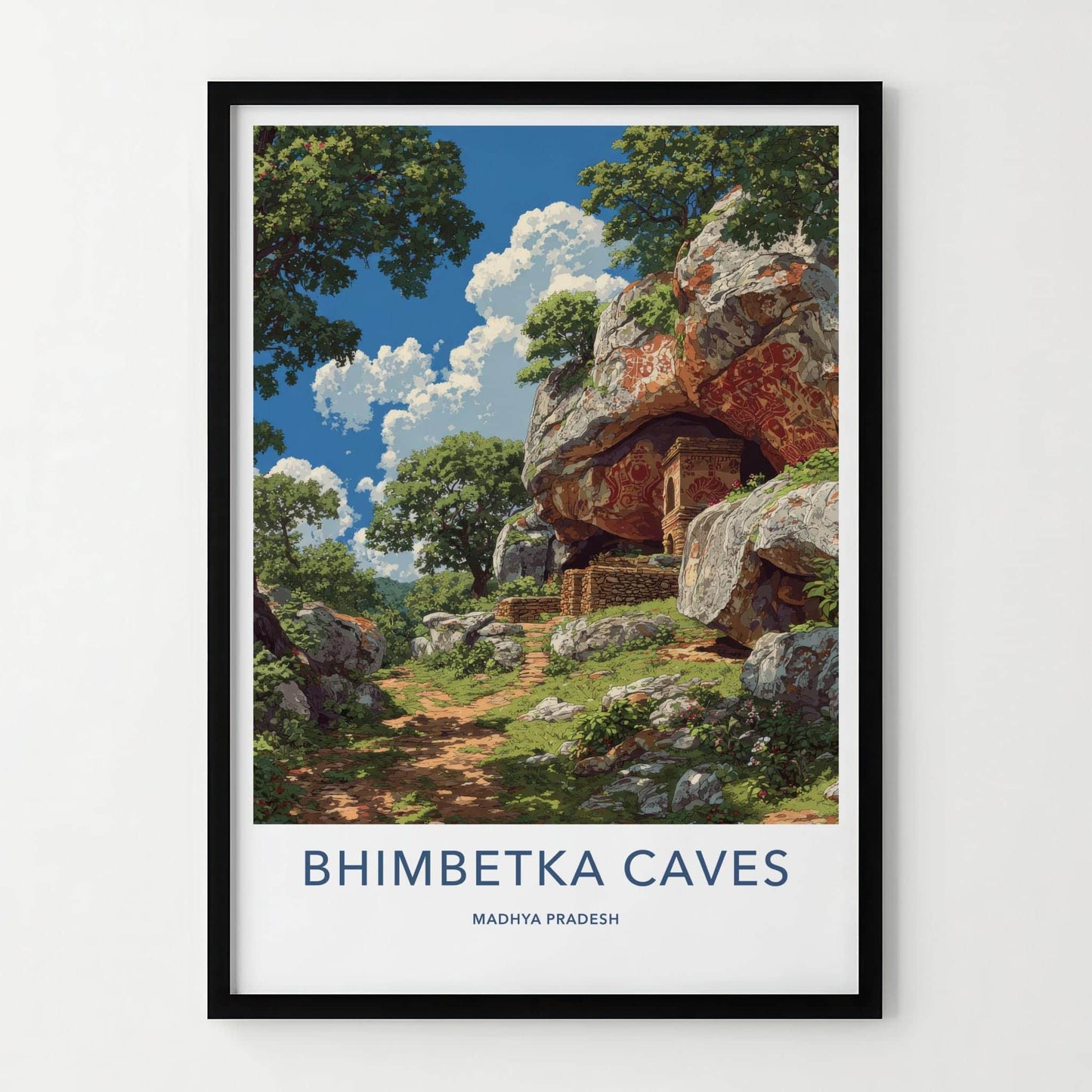 Bhimbetka Caves Poster - India Art Print - Madhya Pradesh Cave Art Home Decor