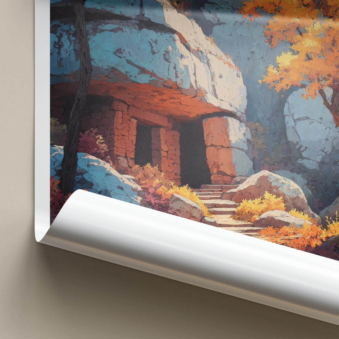 Bhimbetka Caves Poster - India Art Print - Madhya Pradesh Cave Steps Wall Decor