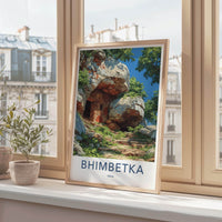 Bhimbetka Poster - India Travel Art - Madhya Pradesh Ancient Caves Entrance Home Decor
