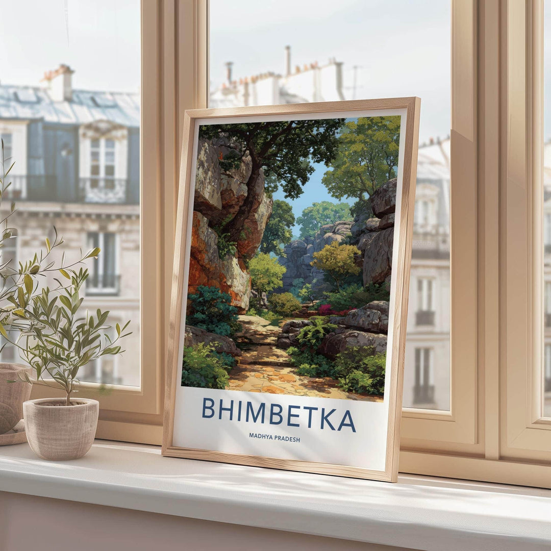 Bhimbetka Poster - India Travel Art - Madhya Pradesh Ancient Forest Path Home Decor