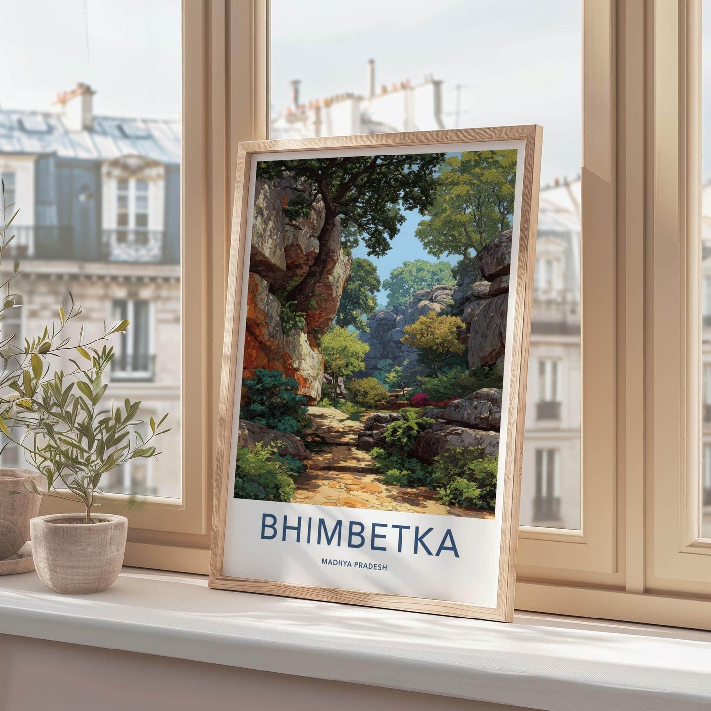 Bhimbetka Poster - India Travel Art - Madhya Pradesh Ancient Forest Path Home Decor