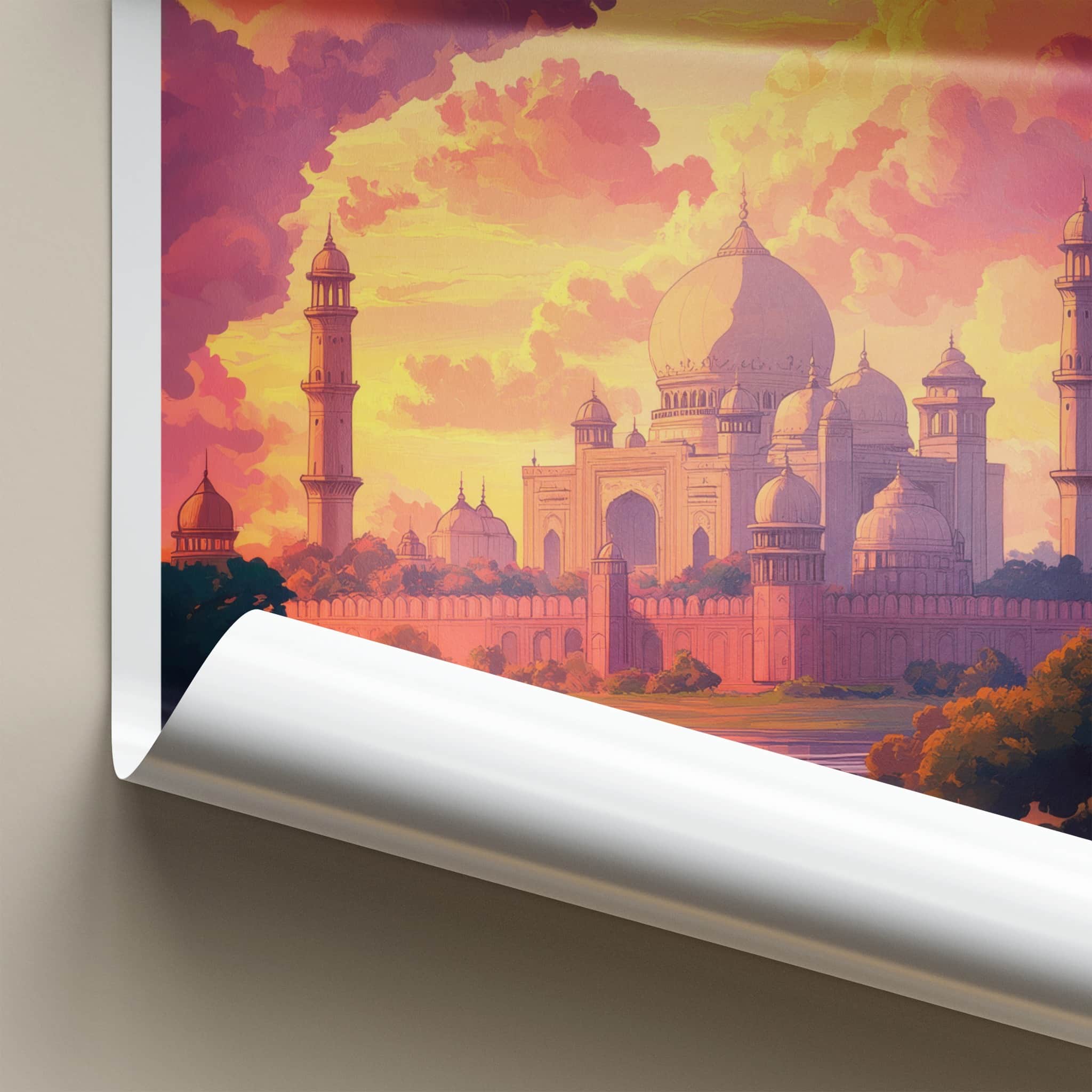 Bhopal Poster - India Travel Art - Madhya Pradesh Golden Sunset Palace Home Decor