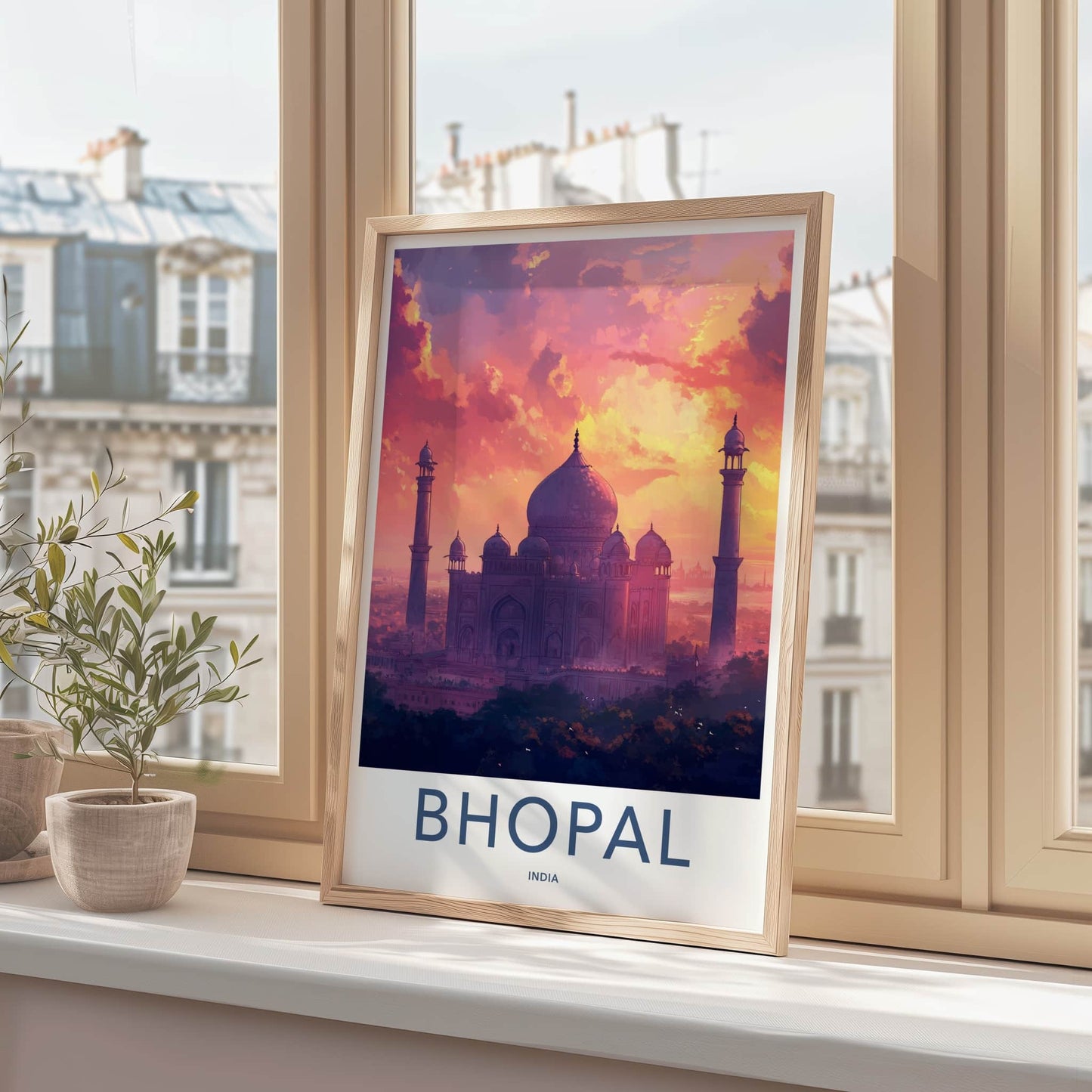 Bhopal Poster - India Travel Art - Madhya Pradesh Grand Dome Sunset Home Decor