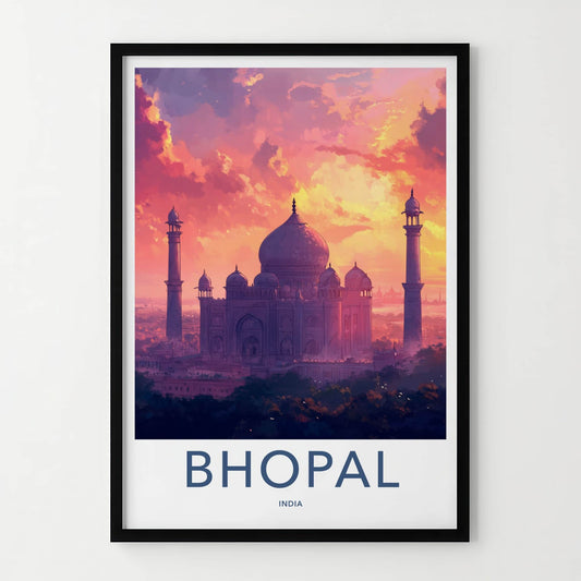 Bhopal Poster - India Travel Art - Madhya Pradesh Grand Dome Sunset Home Decor