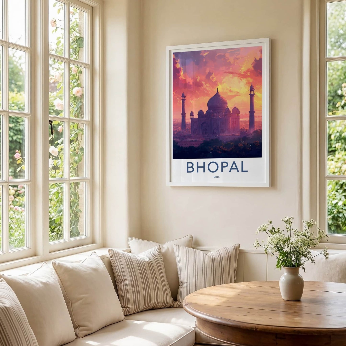 Bhopal Poster - India Travel Art - Madhya Pradesh Grand Dome Sunset Home Decor