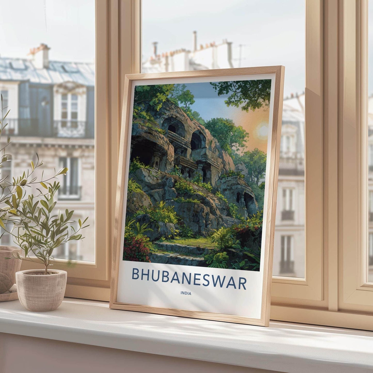 Bhubaneswar Poster - India Travel Art - Odisha ancient caves Home Decor